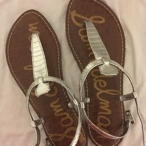 Sam Edelman Gigi Thong Sandals in Silver Boa